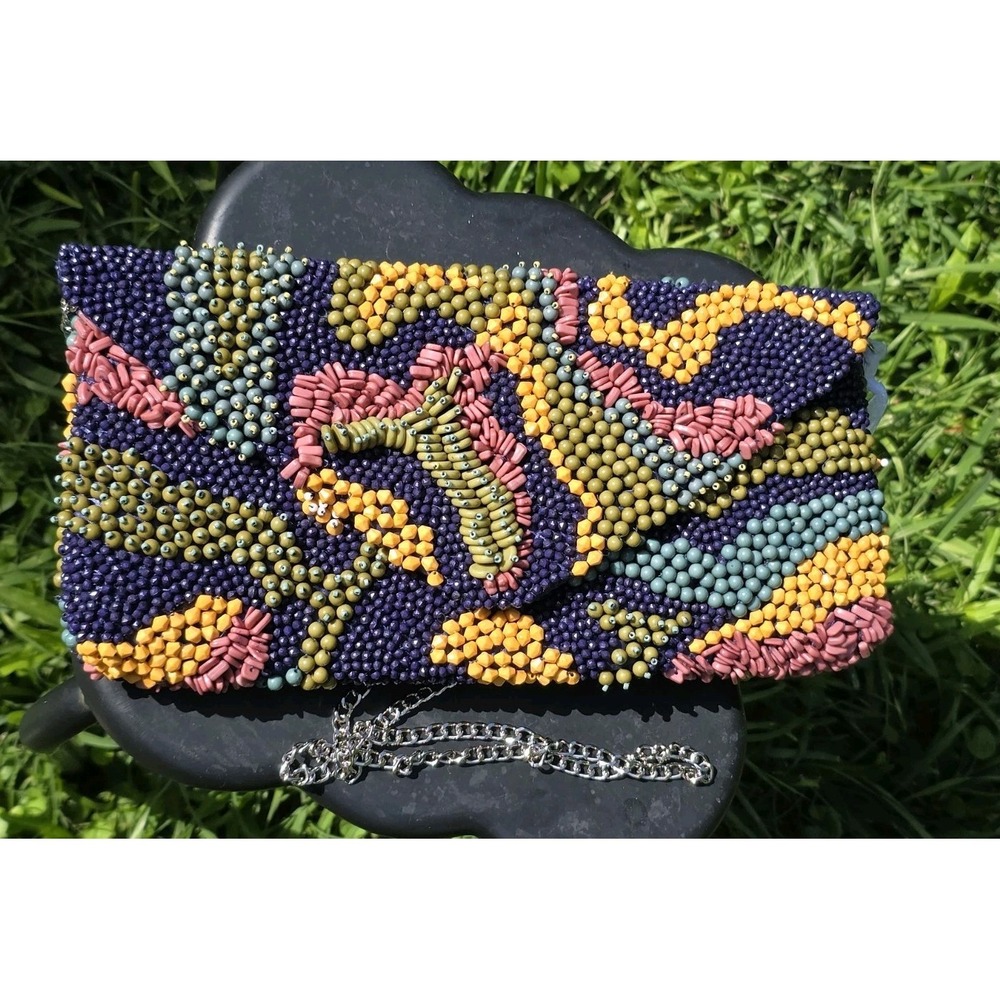 NWT Beautiful Fall Colors Viral TikTok Beaded Bag  Clutch Handmade In India